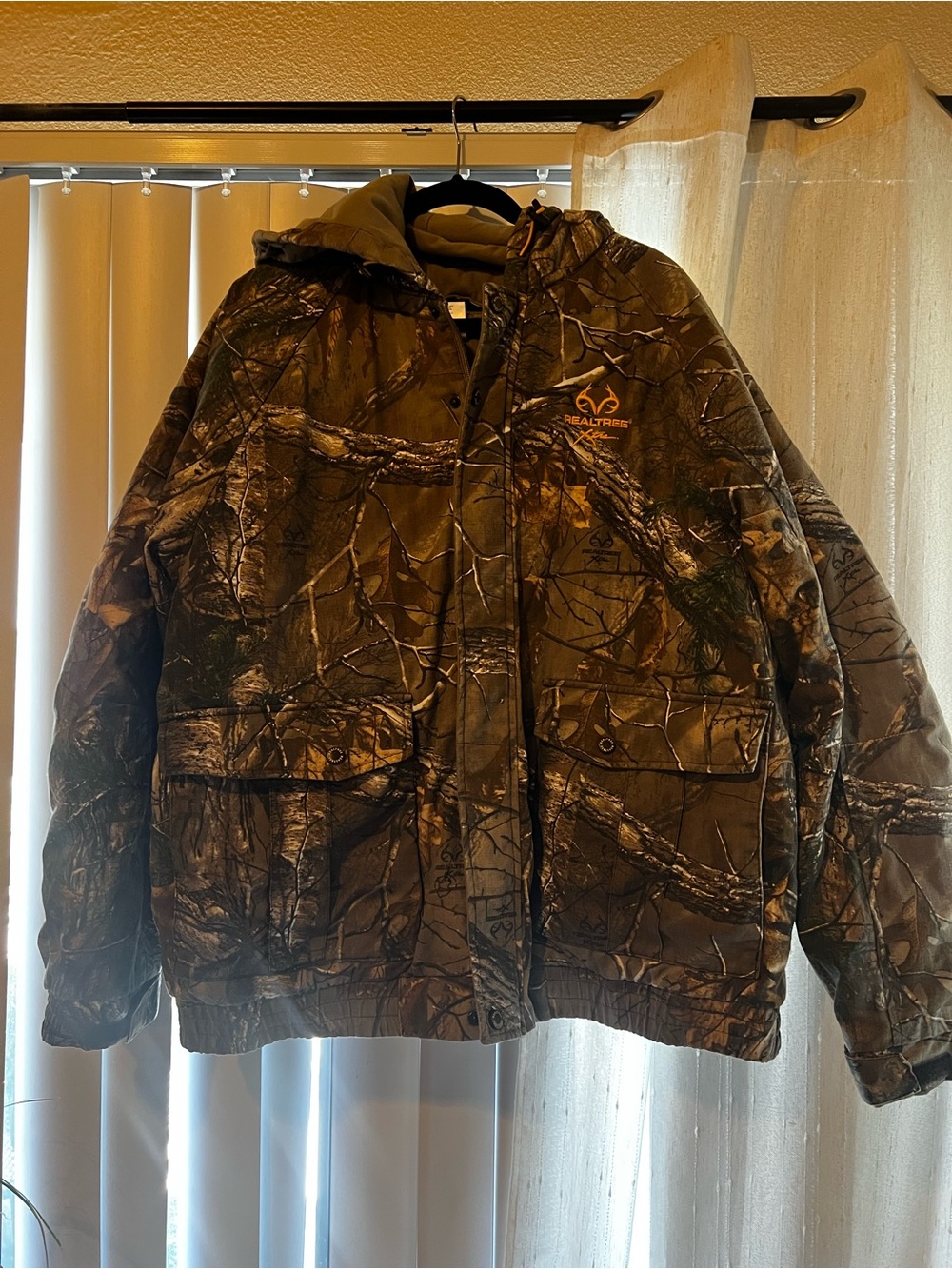Realtree Men's Camo Hooded Insulated Puffer Jacket - Brown/Green